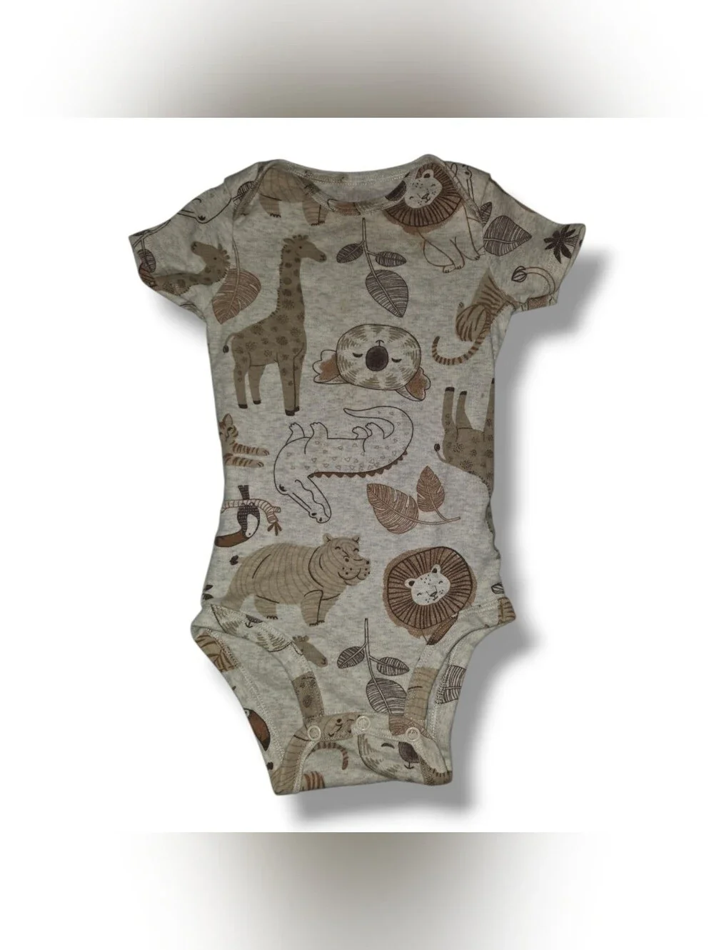 Carter's Neutral Brown & Beige Safari Animal Short-Sleeve One-Piece Bodysuit